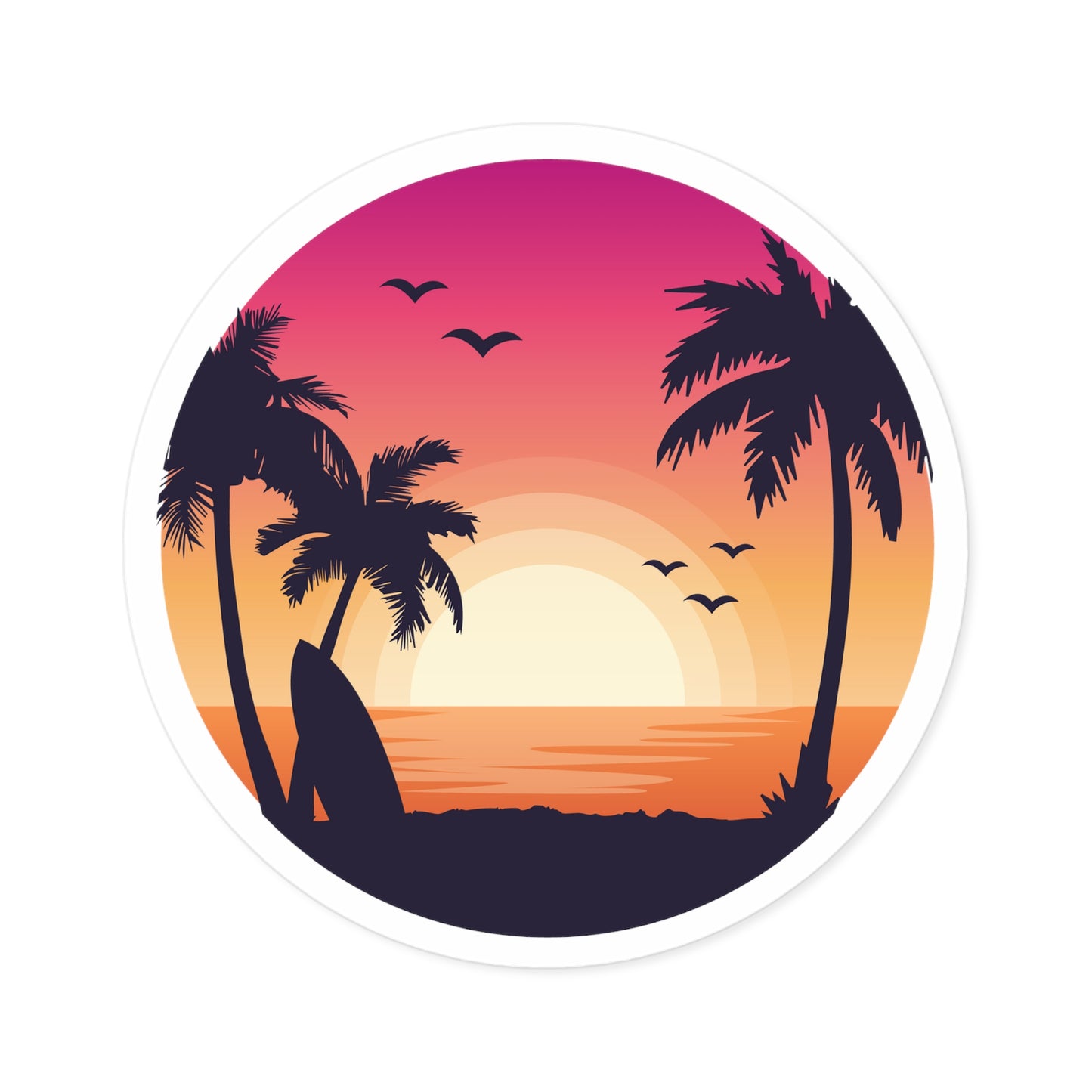 Beach Sunset Round Stickers, Indoor\Outdoor