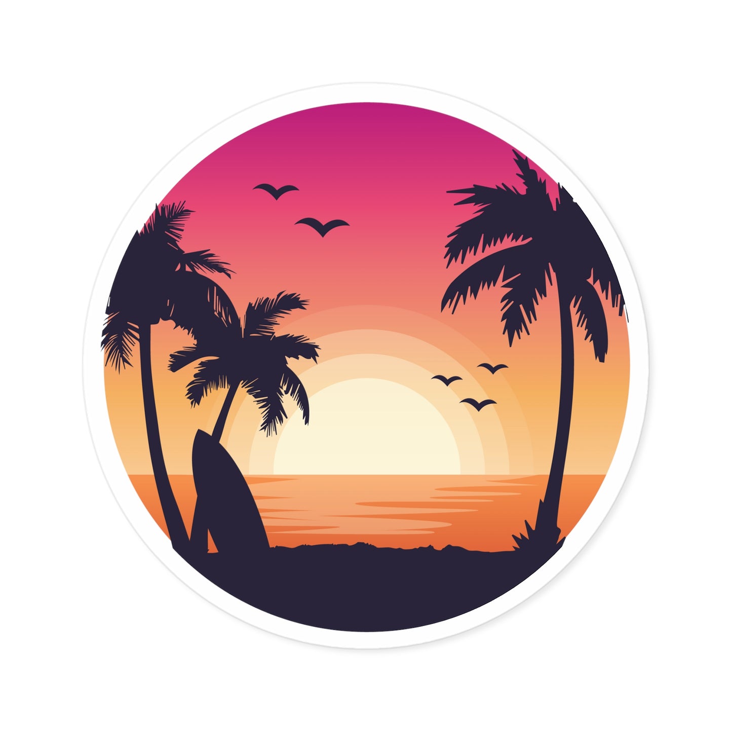 Beach Sunset Round Stickers, Indoor\Outdoor