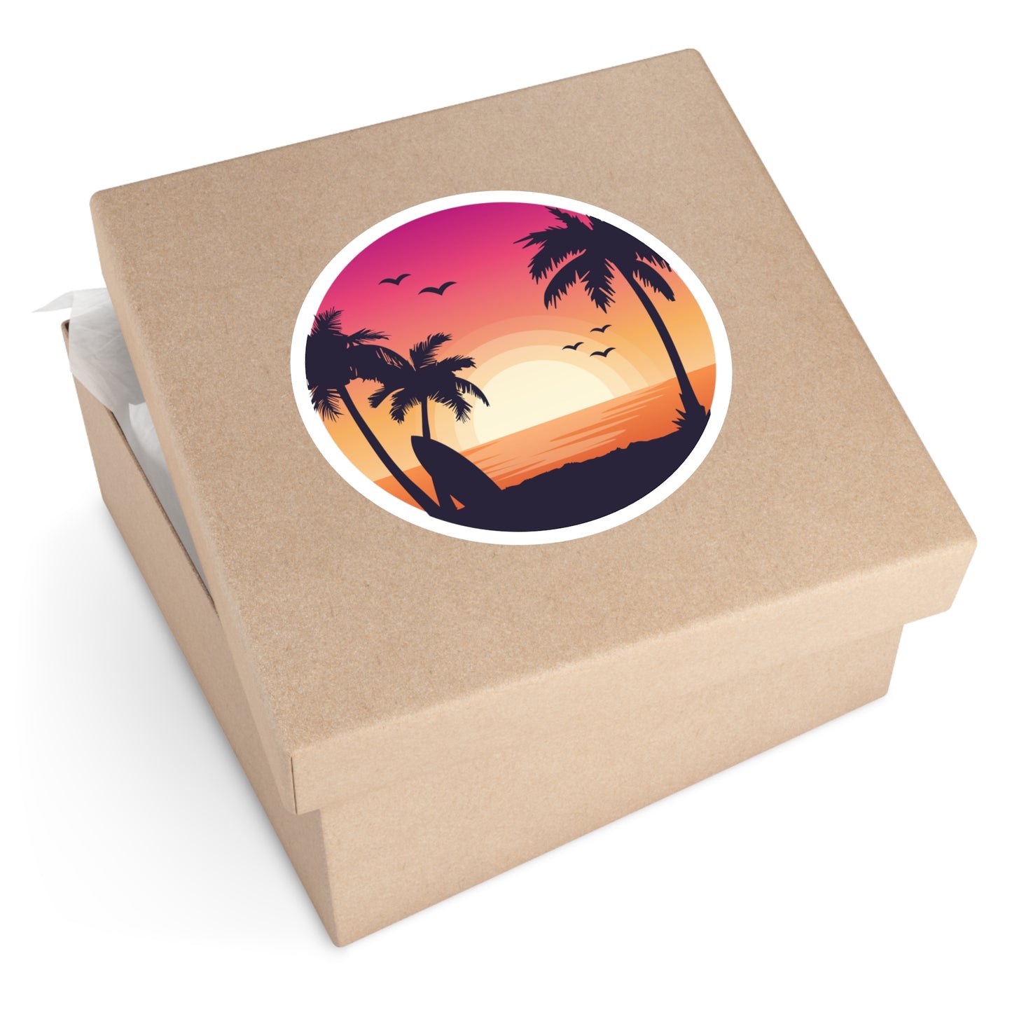 Beach Sunset Round Stickers, Indoor\Outdoor